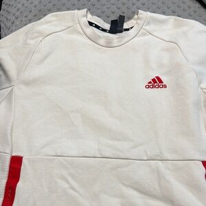 Adidas Off-White Sweatshirt with Red Accents